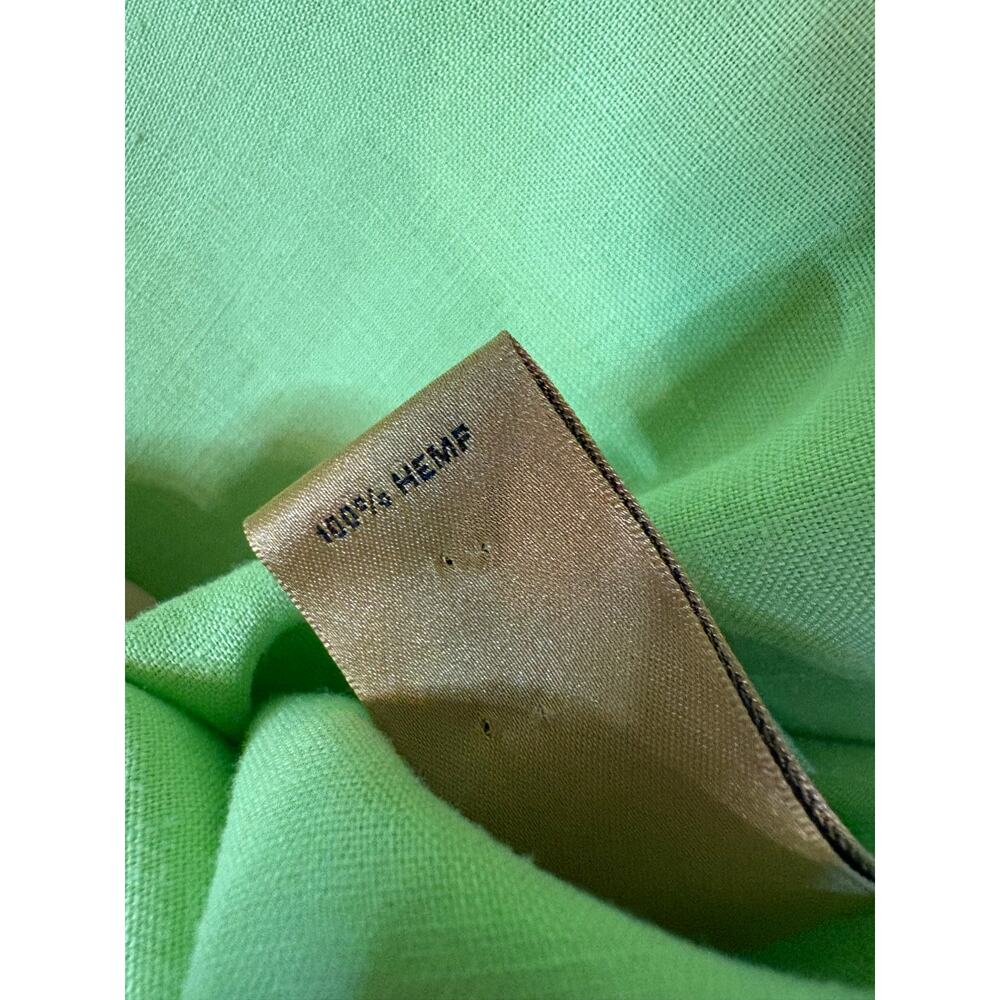 Investments Gold Label 18W Lime Green Button-Down Shirt 100% Hemp Cargo Pockets - Picture 5 of 5